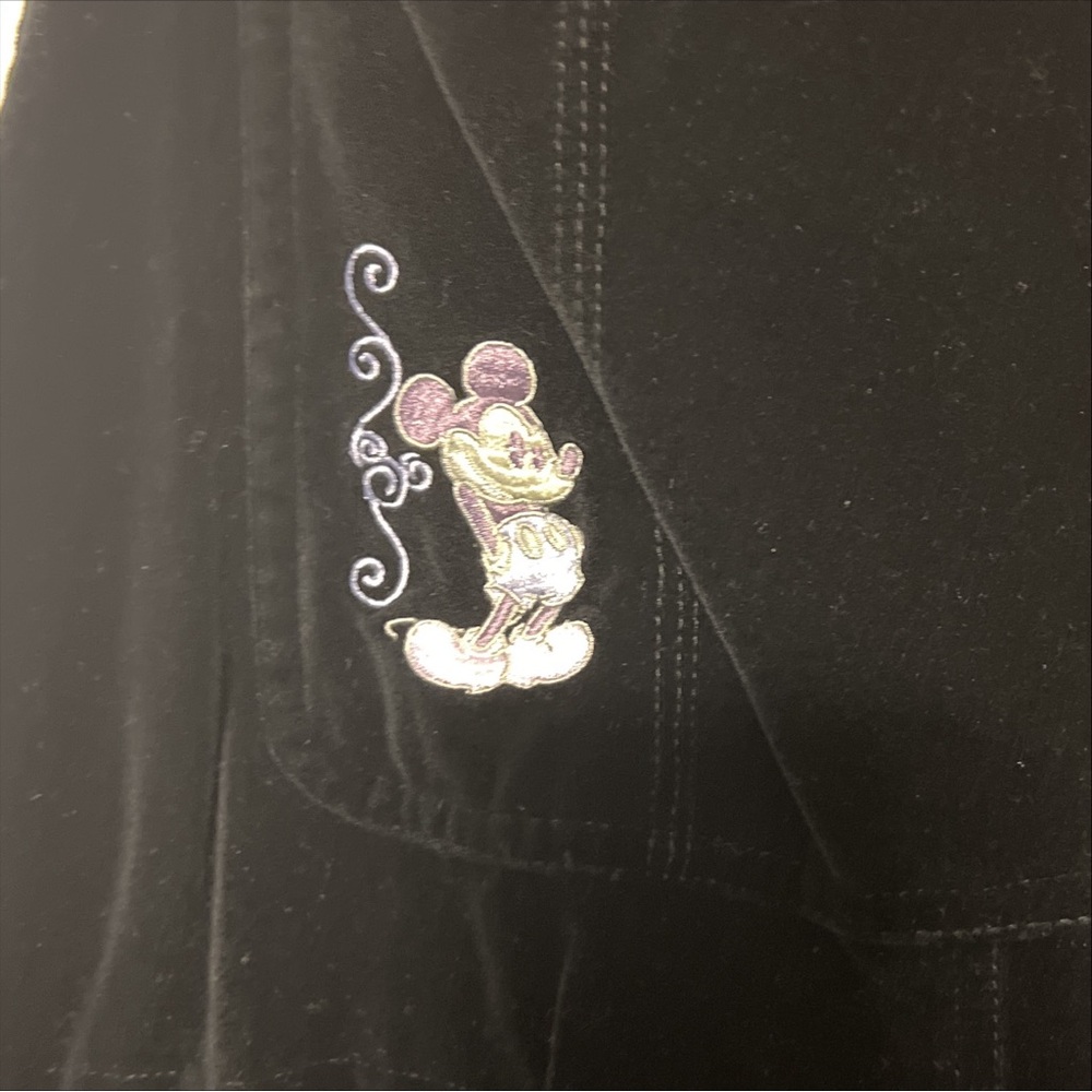 Vintage The Disney Store Mickey Mouse Black Velvet Overalls Size 14 - Picture 2 of 11